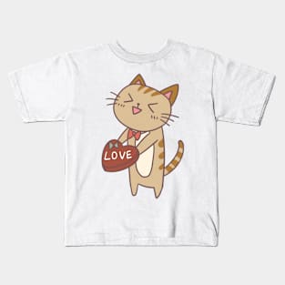 vintage-cat-love Kids T-Shirt